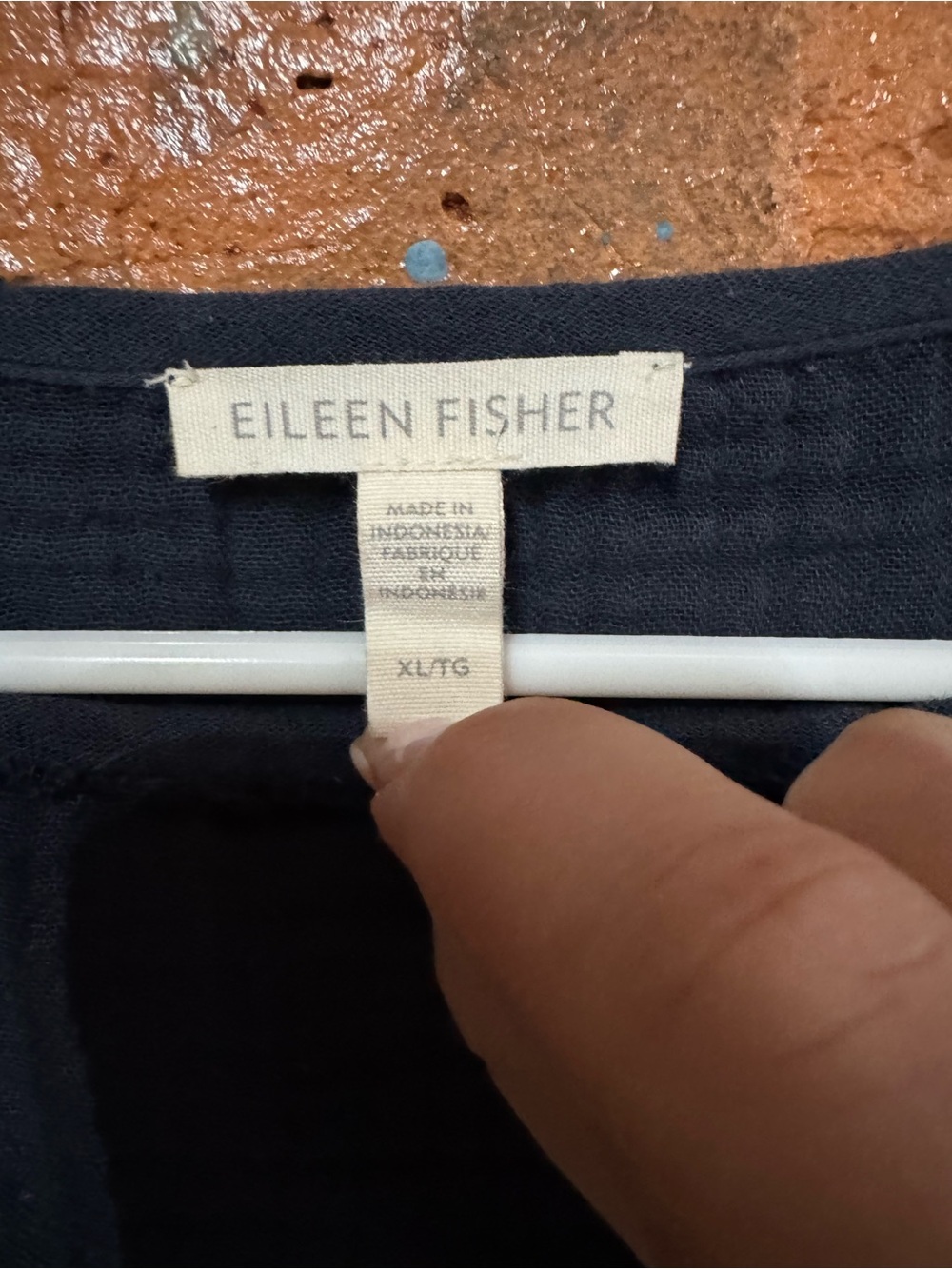 Eileen Fisher Navy Relaxed Boxy Cotton Gauze Top Size Extra Large - Picture 3 of 6